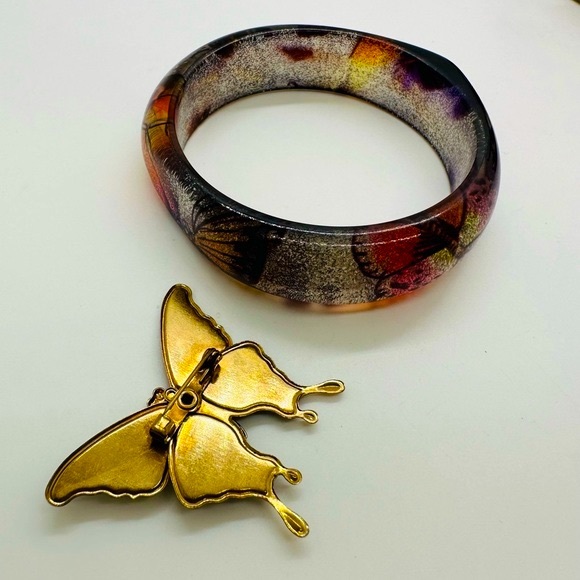 Vintage Butterfly Brooch & Bangle Bracelet - Picture 7 of 11